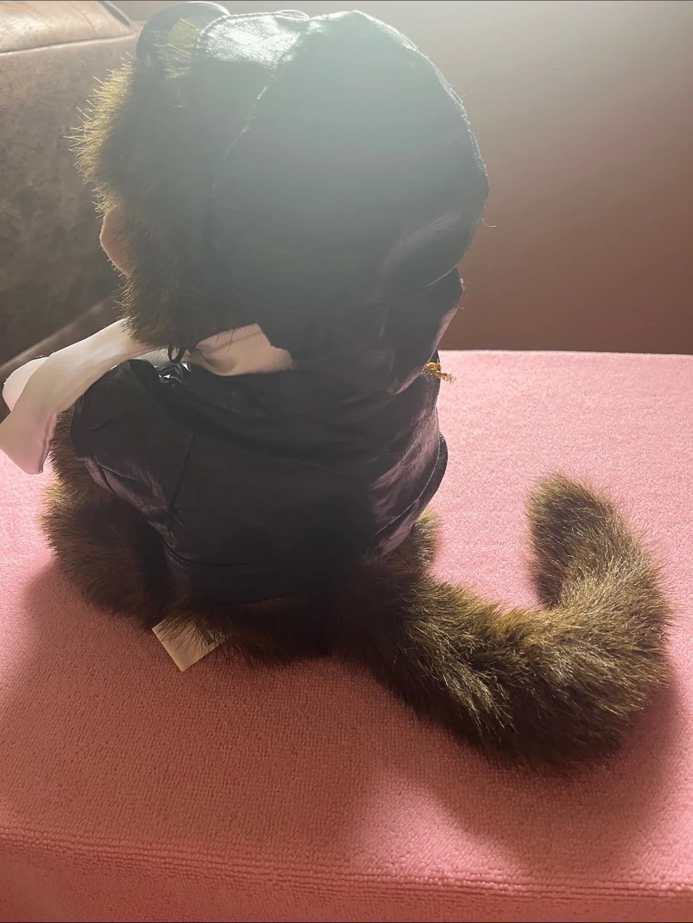 Vintage Plush Monkey Puppet with Biker Costume